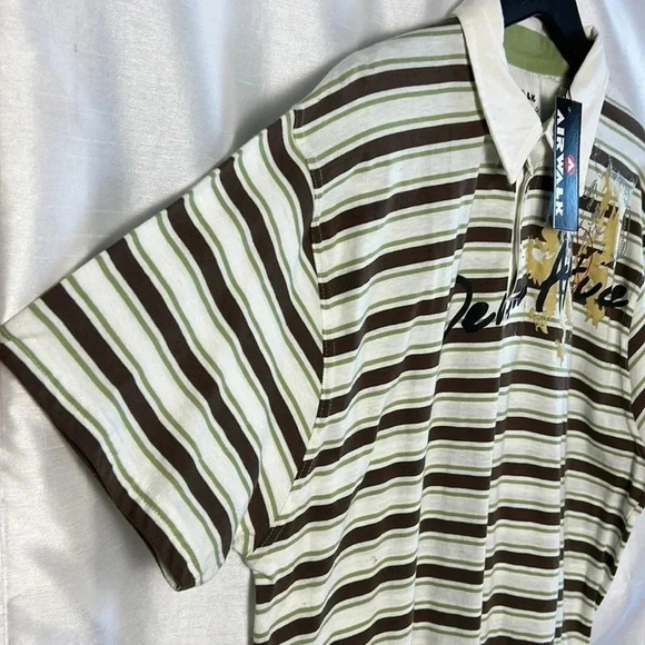 NWT, retro AIRWALK striped men polo shirt,2 tone,cosplay,ASO Big Bang, 70’s, - Picture 6 of 15